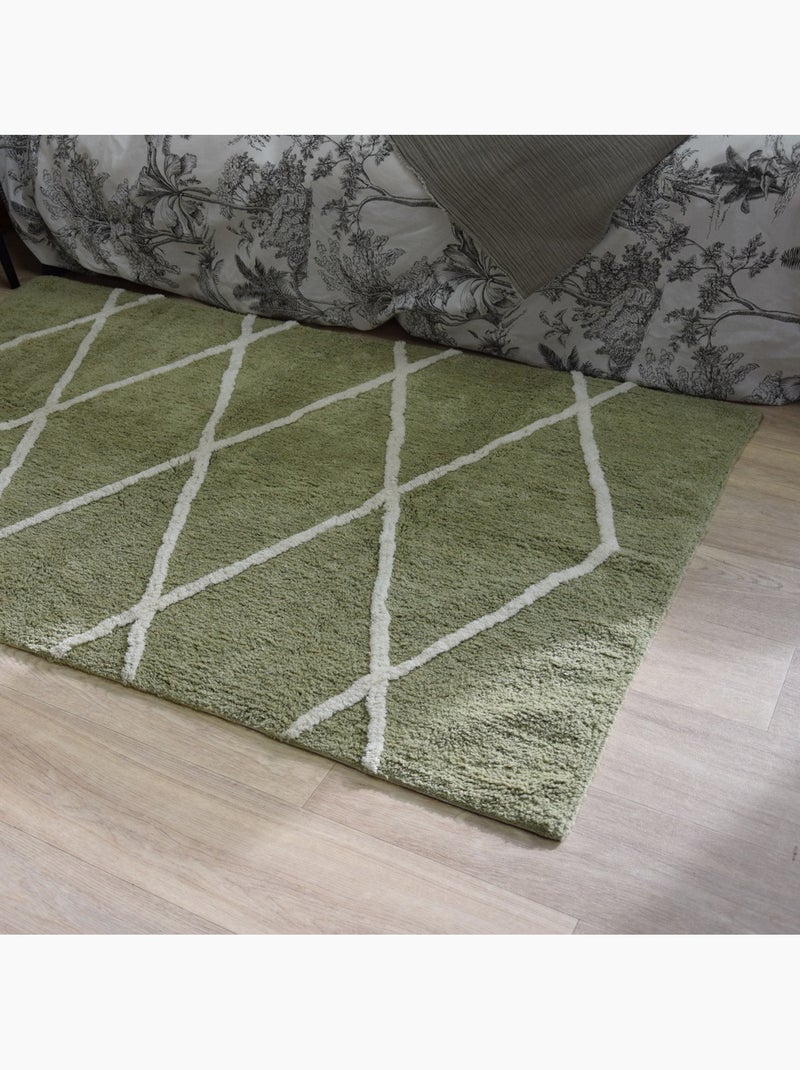 Tapis coton effet Berbère BALTE Future Home 100 x 150 cm Kaki Kaki - Kiabi