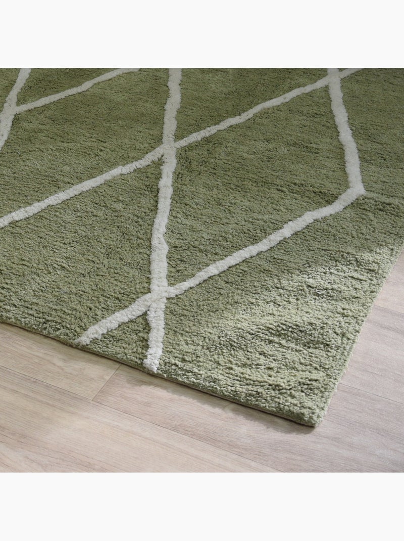 Tapis coton effet Berbère BALTE Future Home 100 x 150 cm Kaki Kaki - Kiabi