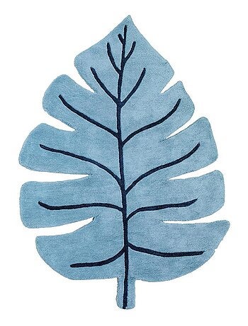 Tapis Coton Feuille Bleu Monstera par Lilipinso