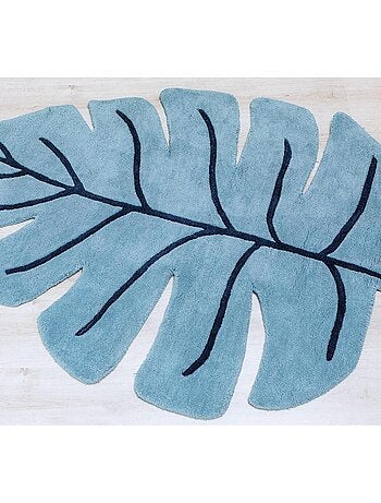 Tapis Coton Feuille Bleu Monstera par Lilipinso