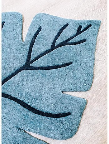 Tapis Coton Feuille Bleu Monstera par Lilipinso