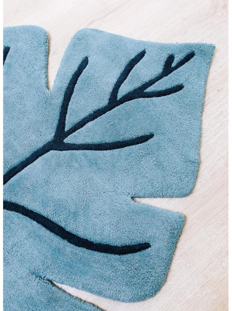 Tapis Coton Feuille Bleu Monstera par Lilipinso Bleu - Kiabi