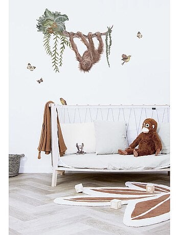 Tapis Coton Feuille Tropicale Terracotta par Lilipinso