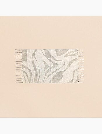 Tapis coton imprimé à franges beige et marron 60x90cm