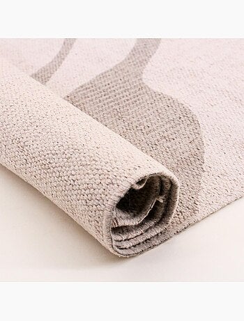Tapis coton imprimé à franges beige et marron 60x90cm