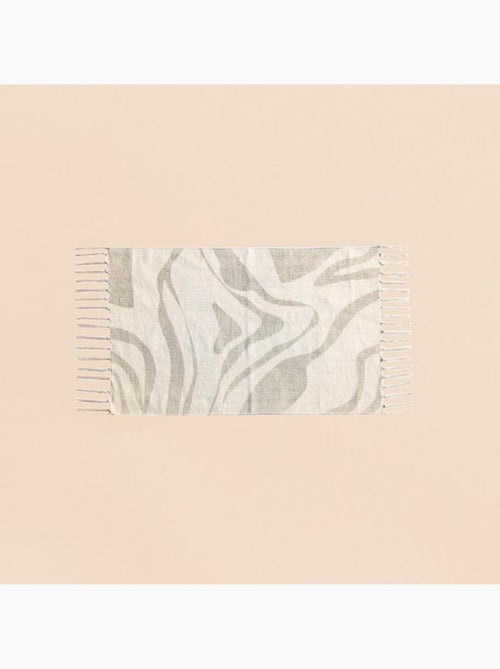 Tapis coton imprimé  à franges beige et marron 60x90cm - Kiabi