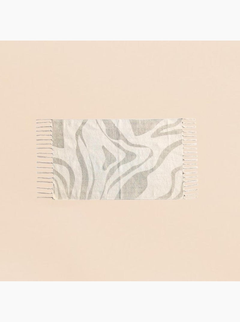 Tapis coton imprimé  à franges beige et marron 60x90cm Beige - Kiabi