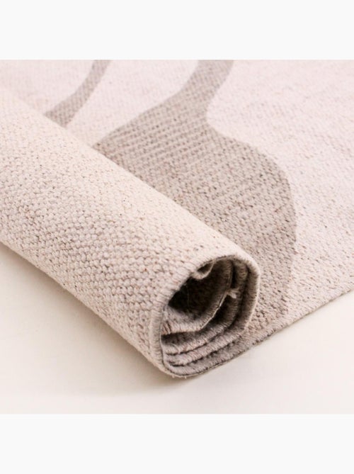 Tapis coton imprimé  à franges beige et marron 60x90cm - Kiabi