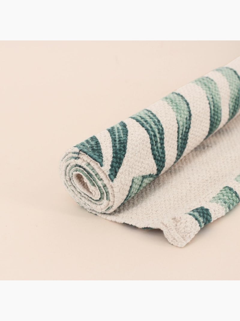 Tapis coton imprimé blanc et vert  80x50cm Blanc - Kiabi