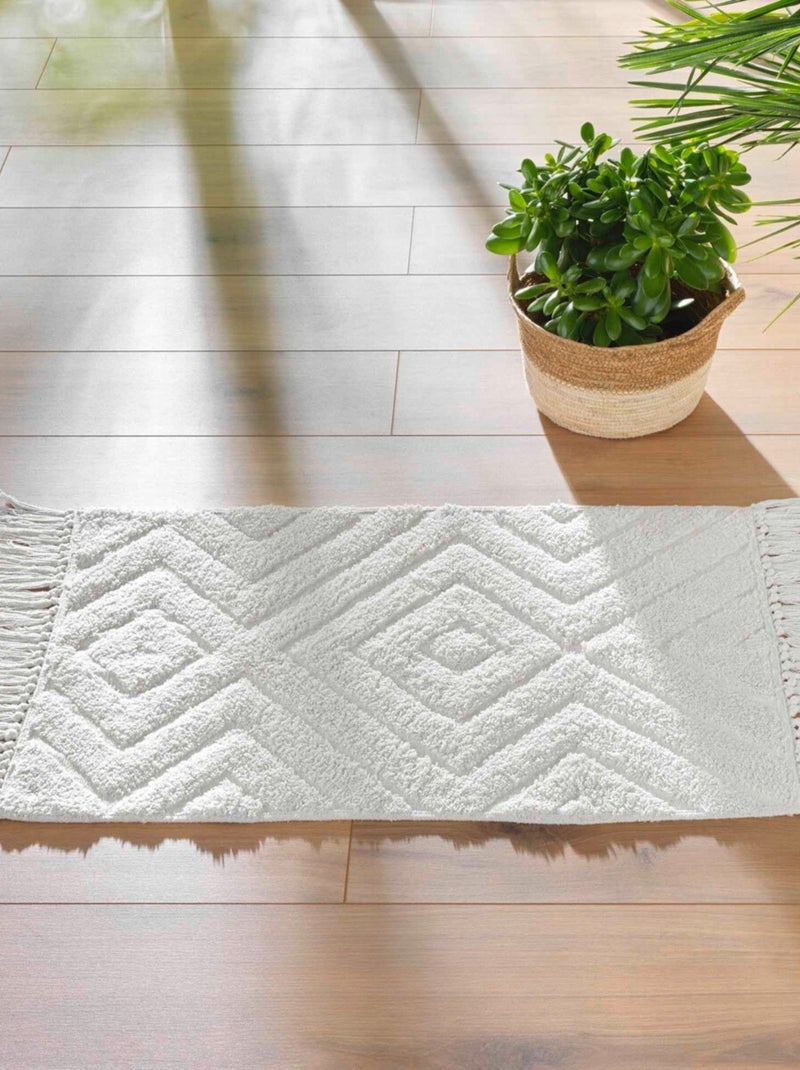 Tapis Coton/Polyester Nara PROMO LINGE Blanc - Kiabi