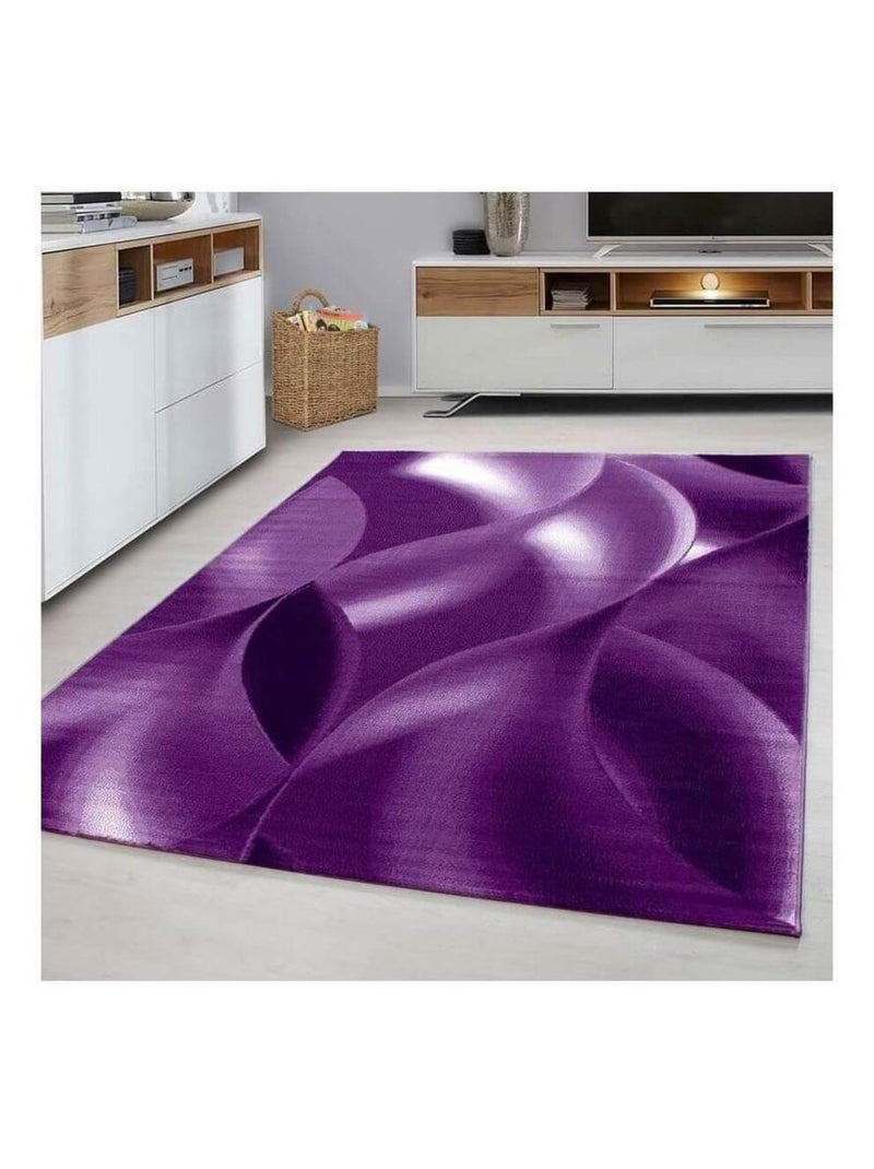 Tapis courbe moderne à courtes mèches Zilfa Mauve lilas - Kiabi