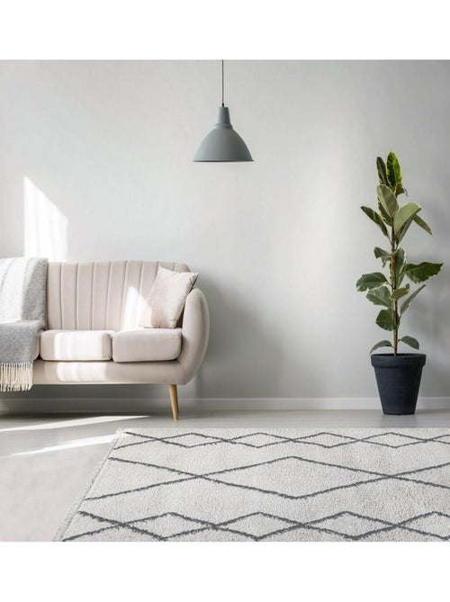 Tapis crème ethnique de salon berbère shaggy Cobh - Kiabi