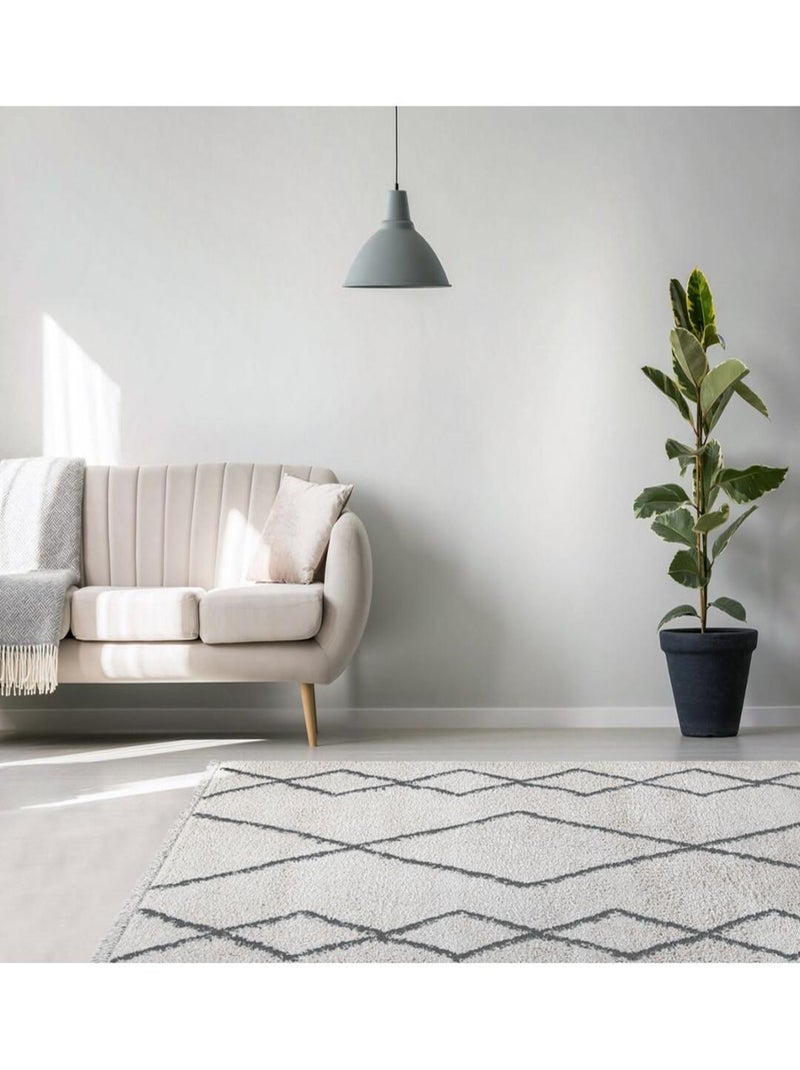 Tapis crème ethnique de salon berbère shaggy Cobh Ecru - Kiabi