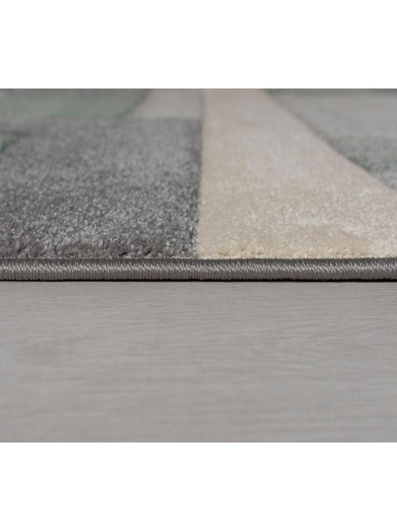 Tapis cubisme courtes mèches design pour salon Cosmos Vert - Kiabi