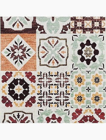 Tapis cuisine ou salle de bain motif géométrique, texture kilim, lyn11 c, design original