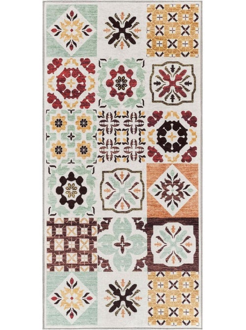 Tapis cuisine ou salle de bain motif géométrique, texture kilim, lyn11 c, design original - Kiabi
