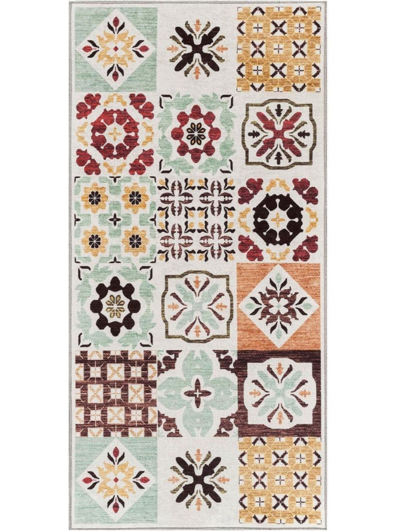 Tapis cuisine ou salle de bain motif géométrique, texture kilim, lyn11 c, design original Beige - Kiabi