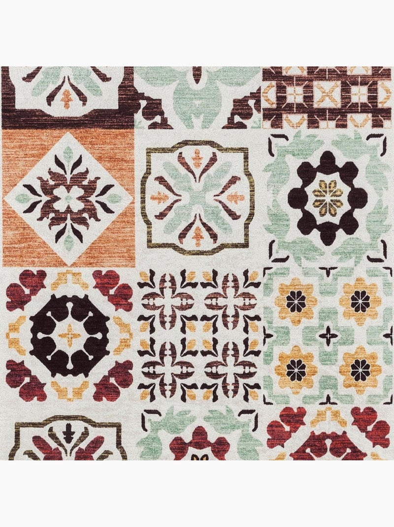 Tapis cuisine ou salle de bain motif géométrique, texture kilim, lyn11 c, design original Beige - Kiabi