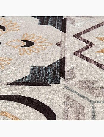Tapis cuisine ou salle de bain motif géométrique, texture kilim, lyn11 c, design original