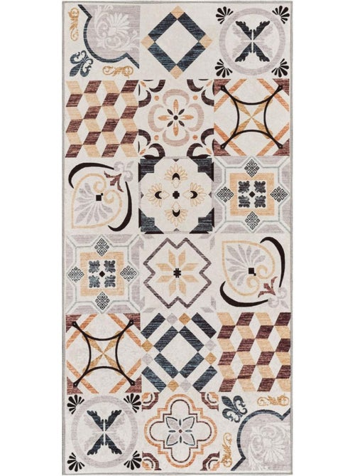Tapis cuisine ou salle de bain motif géométrique, texture kilim, lyn11 c, design original - Kiabi