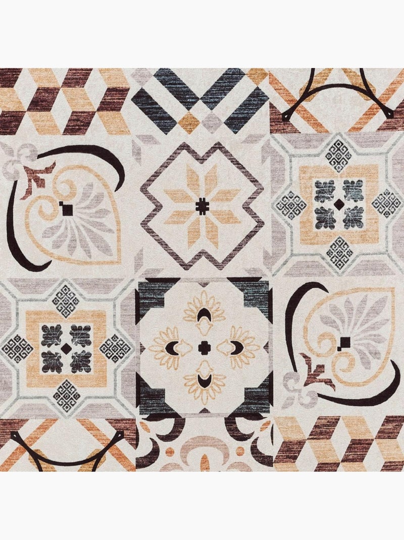 Tapis cuisine ou salle de bain motif géométrique, texture kilim, lyn11 c, design original Ecru - Kiabi