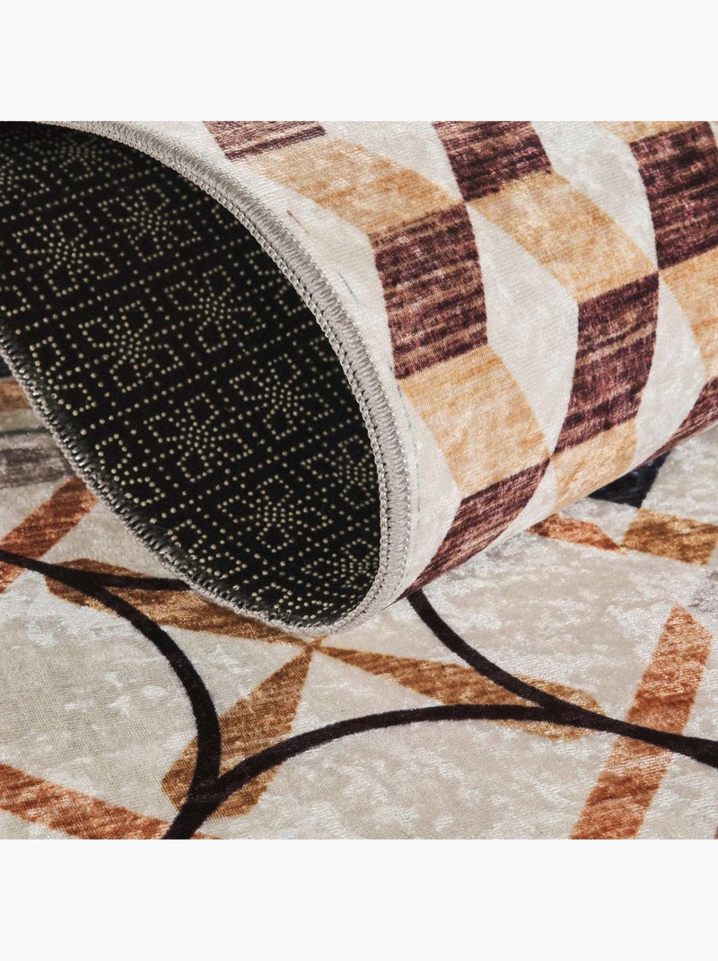 Tapis cuisine ou salle de bain motif géométrique, texture kilim, lyn11 c, design original Ecru - Kiabi