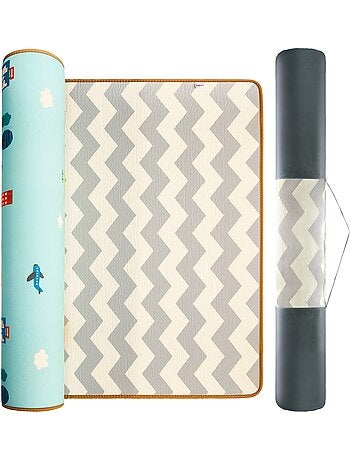 Tapis d eveil mousse xpe 180x150cm epais 2cm pliable double face zigzag
