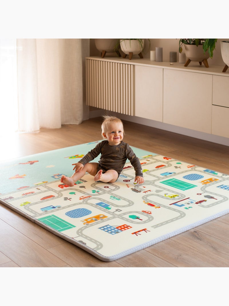 Tapis d eveil mousse xpe 180x150cm epais 2cm pliable double face zigzag N/A - Kiabi