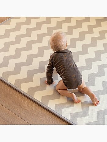 Tapis d eveil mousse xpe 180x150cm epais 2cm pliable foret zigzag moby-system