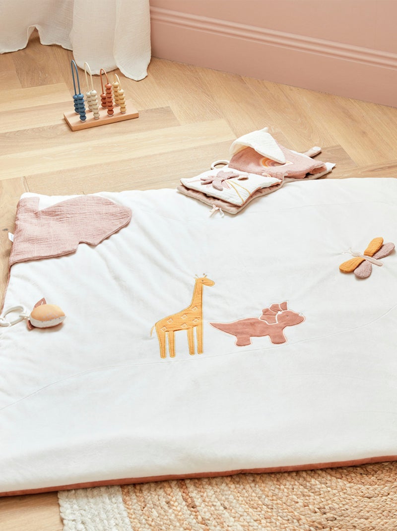 Tapis d'activités Popsie en mousseline, écru/rose poudré Noukie's Blanc - Kiabi