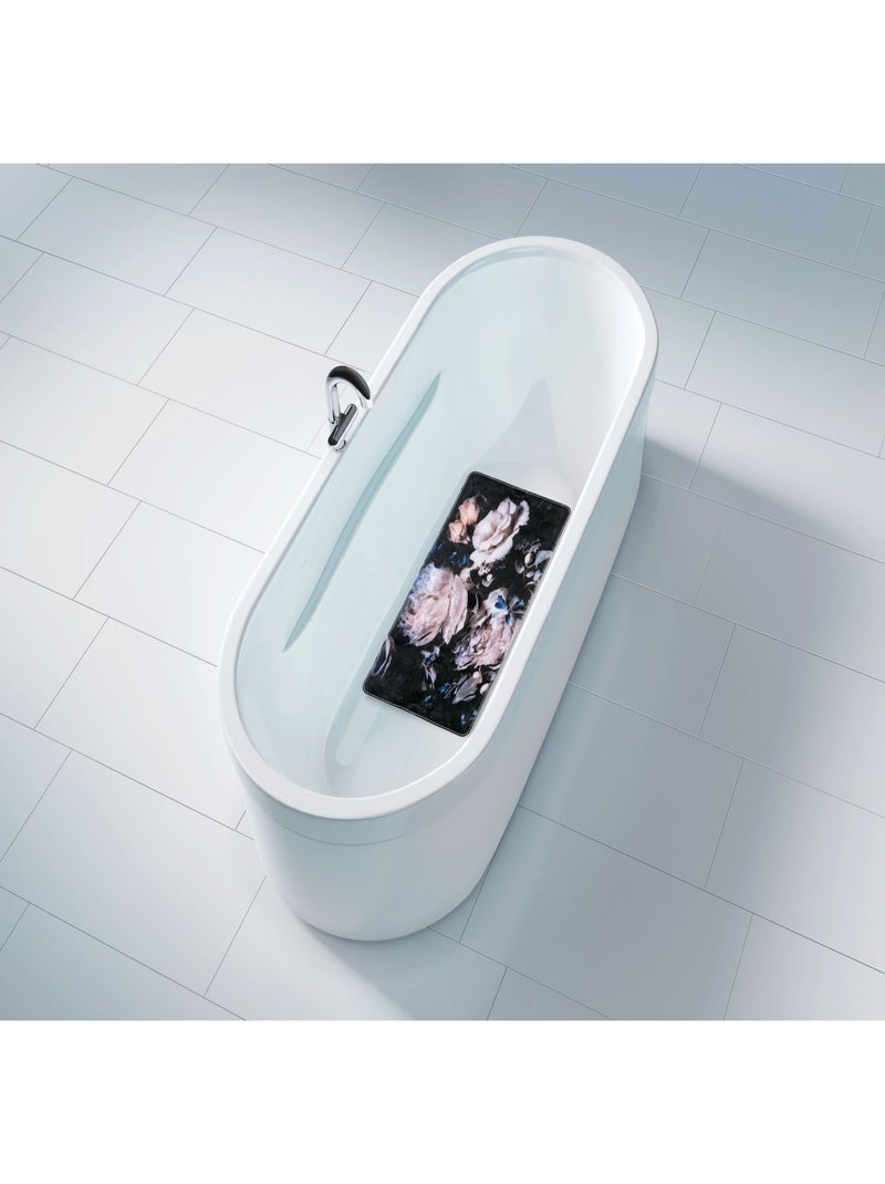 Tapis de baignoire antidérapant fleurs Peony Noir - Kiabi