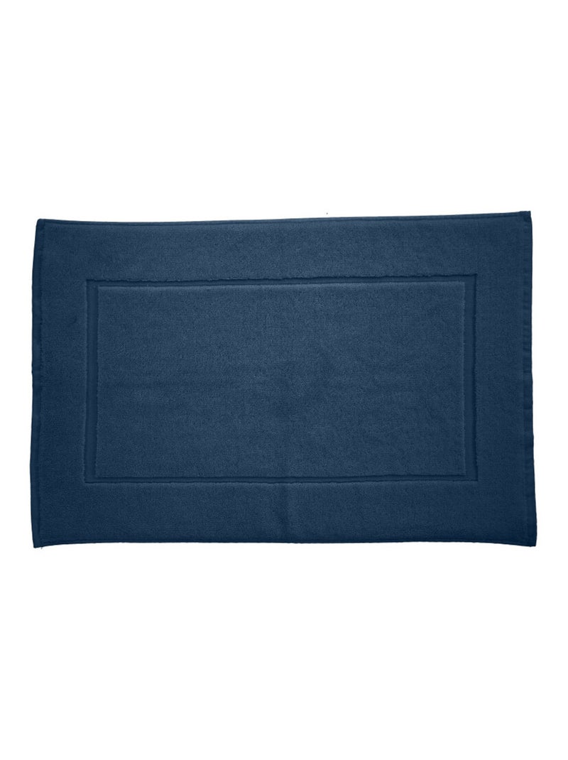 Tapis de bain - Coton Pur - 100% Coton peigné longues fibres Bleu denim - Kiabi