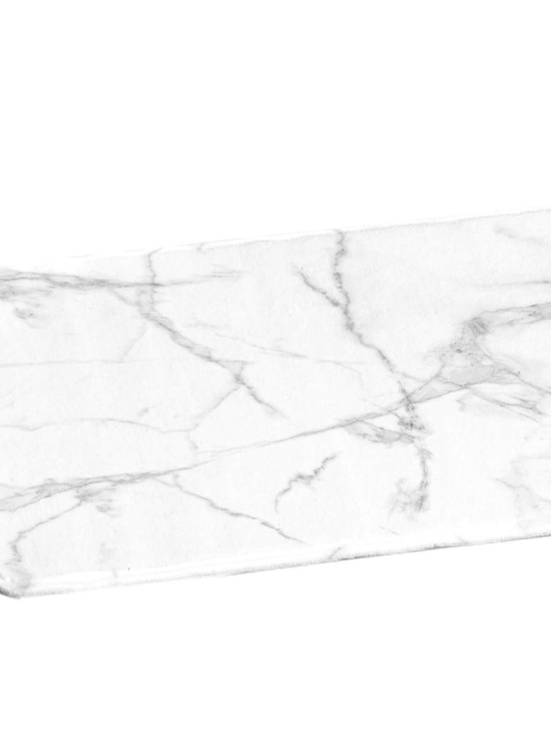 Tapis de bain   - Effet Marbre microfibre Blanc cassé - Kiabi