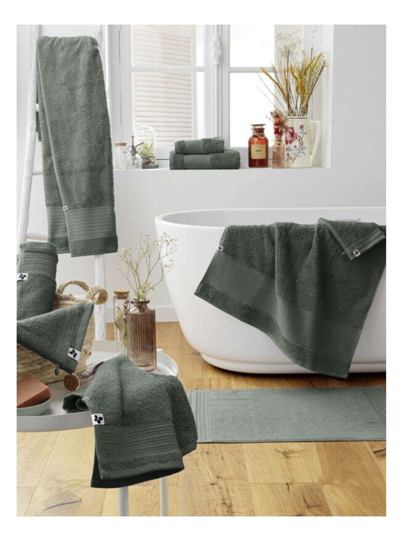 Tapis de bain - L'effet papillon - 100% Coton Bio Vert foncé - Kiabi