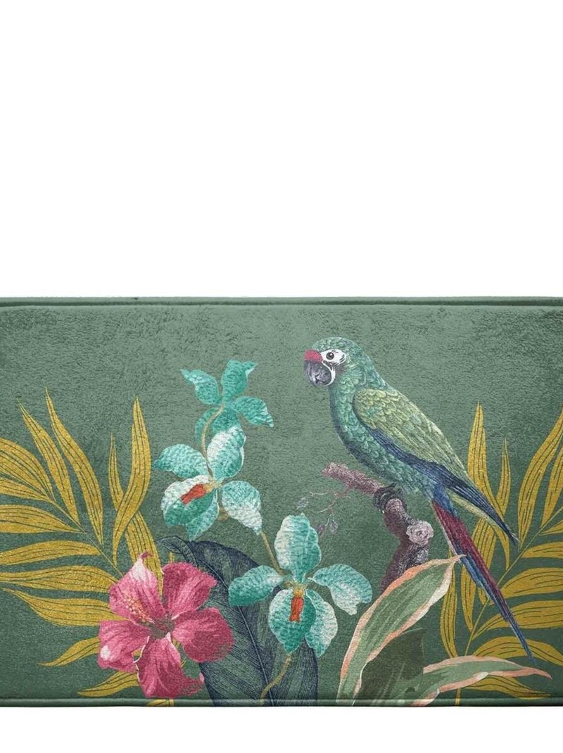 Tapis de bain 45 x 75 cm Perroquet et fleur Equatorial Vert - Kiabi