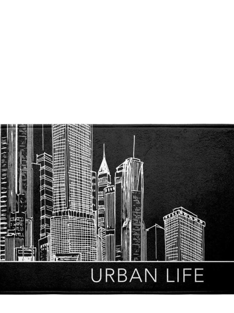 Tapis de bain 45x75 cm Central City microfibre Noir - Kiabi