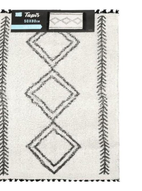 Tapis de bain 50x80cm Freya blanc 100%coton - Kiabi