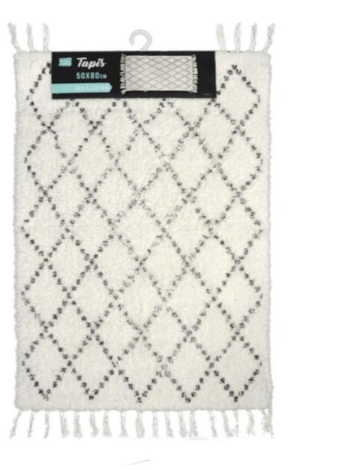 Tapis de bain 50x80cm Latika blanc 100%coton - Kiabi