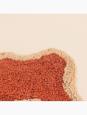 Tapis de bain Amour en coton terracotta, beige 50x80cm