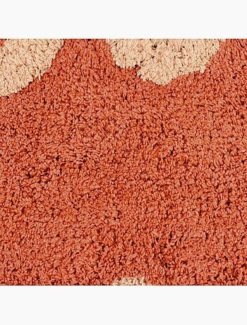 Tapis de bain Amour en coton terracotta, beige 50x80cm