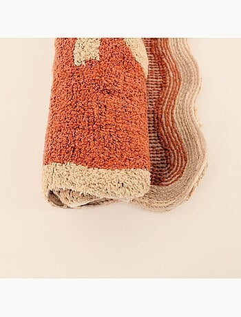 Tapis de bain Amour en coton terracotta, beige 50x80cm