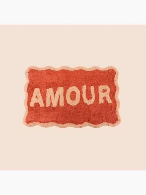 Tapis de bain Amour en coton terracotta, beige 50x80cm - Kiabi