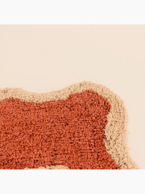 Tapis de bain Amour en coton terracotta, beige 50x80cm - Kiabi