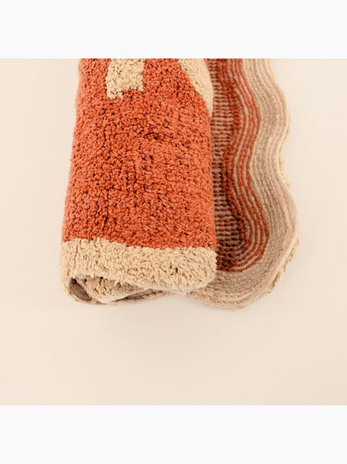 Tapis de bain Amour en coton terracotta, beige 50x80cm - Kiabi