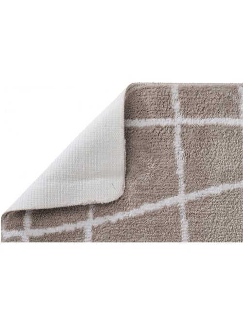 Tapis de bain antidérapant Guy Levasseur taupe à carreaux 50 x 80 cm - Kiabi