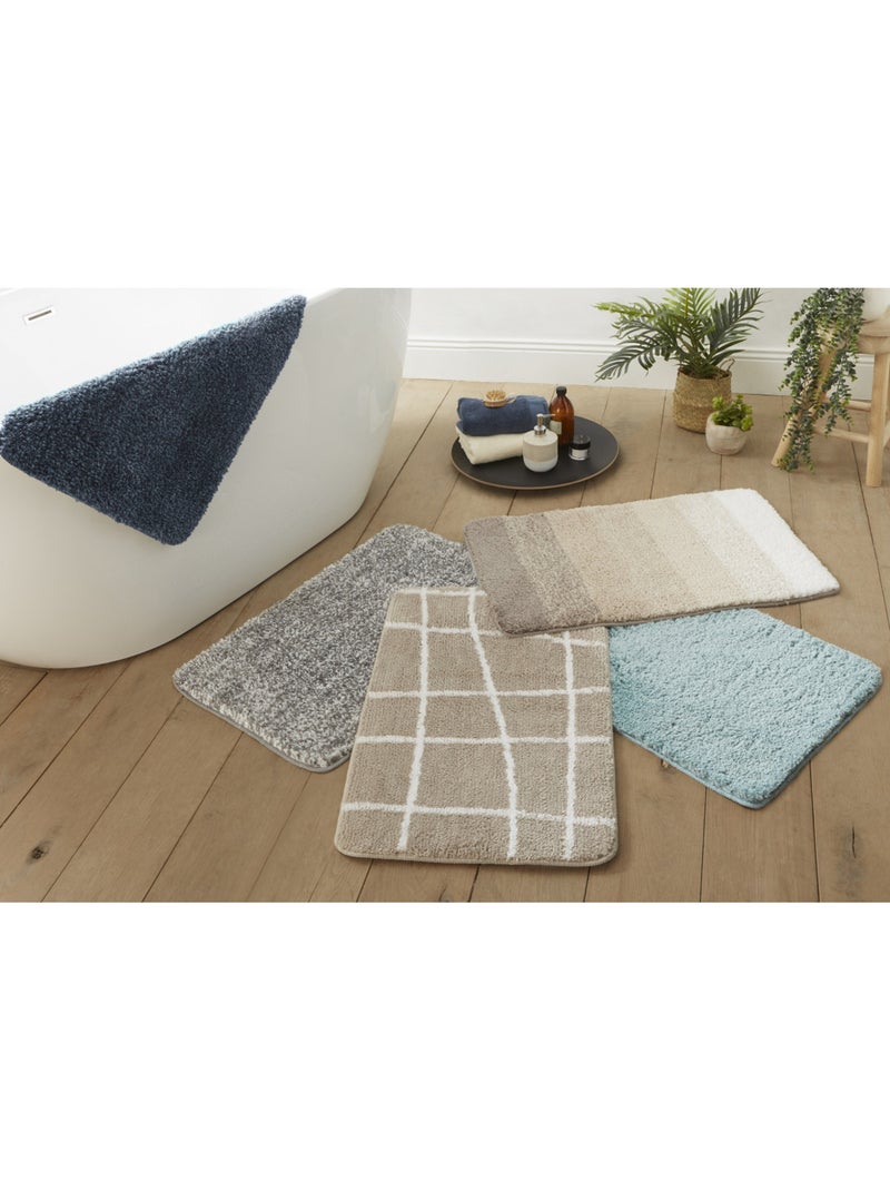 Tapis de bain antidérapant Guy Levasseur taupe à carreaux 50 x 80 cm Taupe - Kiabi