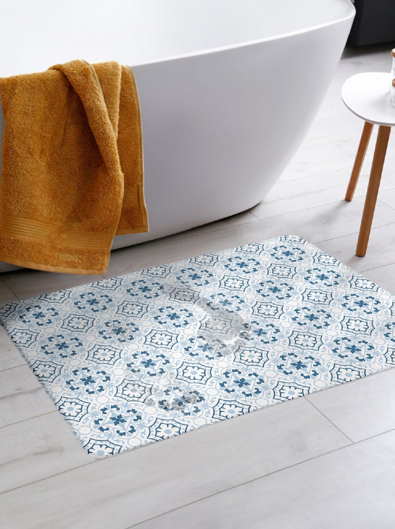 Tapis de Bain Atlanta  - Effet Carrelage Bleu - Kiabi