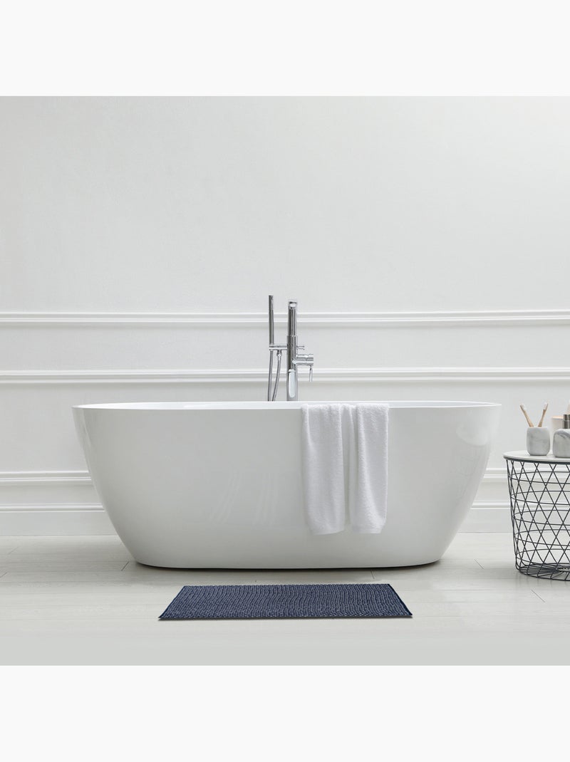 Tapis de bain bicolore bouclette polyester antidérapant 50 x 80 cm Guy Levasseur Bleu - Kiabi