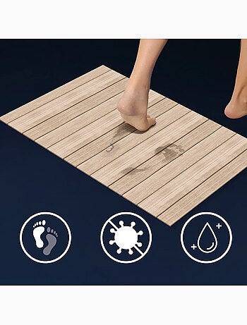 Tapis de Bain Calista Ultra-Absorbant - Effet Bois