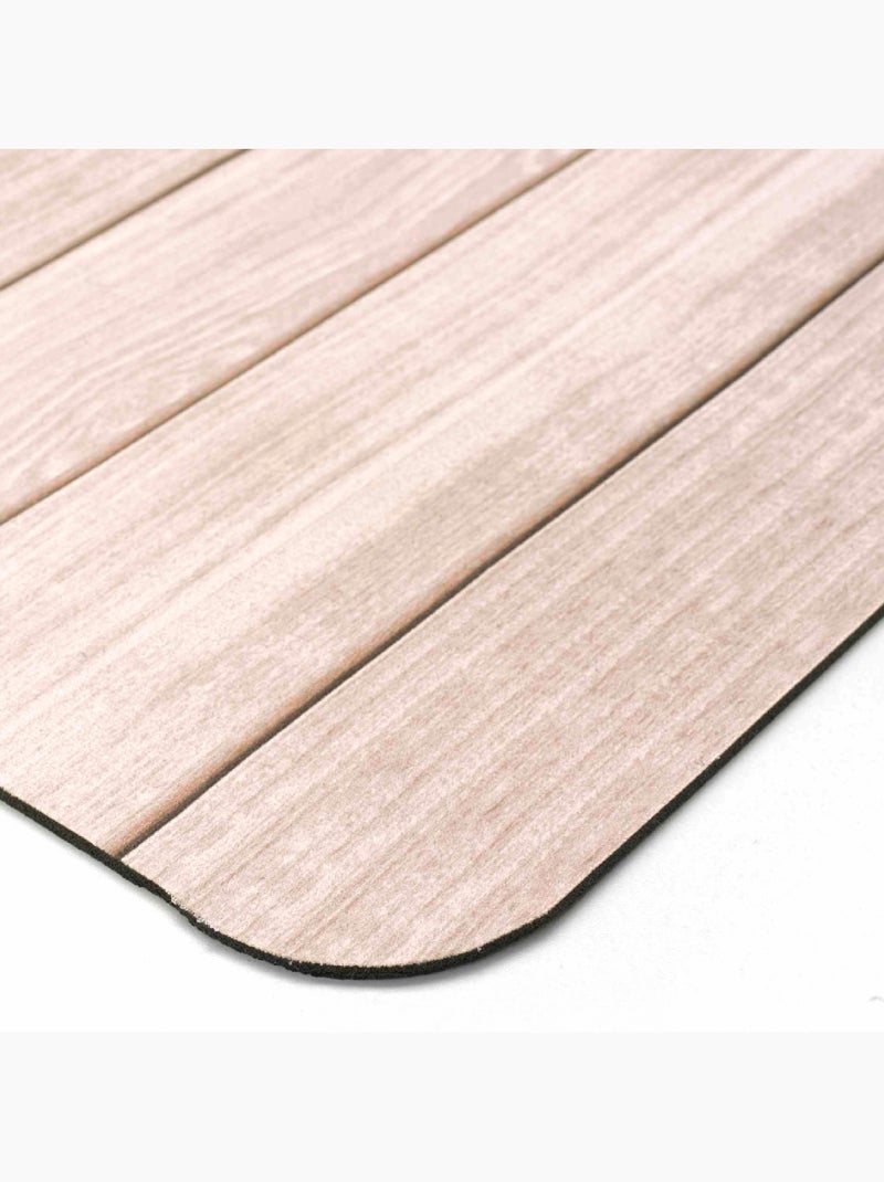 Tapis de Bain Calista Ultra-Absorbant  - Effet Bois Beige - Kiabi